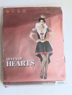 Women's Queen of Hearts Costume Hauntlook Halloween Party Size Medium Dress-Up